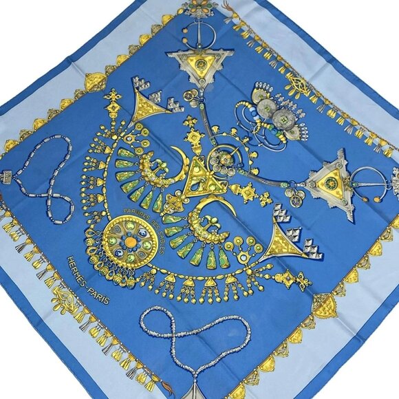 HERMES Carre 90 - Blue Yellow Multi Scarf 186-071725 - Picture 1 of 5
